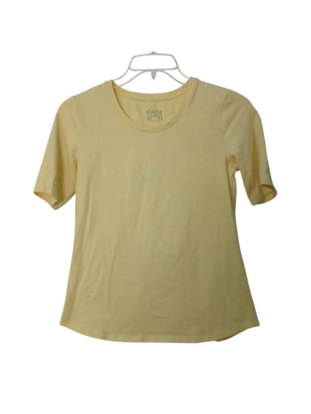 D&Co Essentials Yellow Short Sleeve Womens Top XXS Cotton Blend Tee #D-42